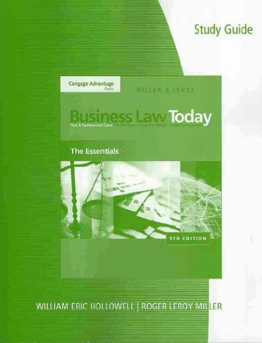 Business Law Today, Standard Edition (Custom for Smeal College of Business - Penn State University, BLaw 341) (9781111774080) by Miller
