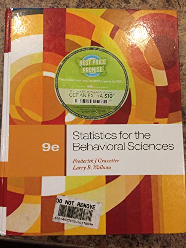 Beispielbild fr Statistics for the Behavioral Sciences, 9th Edition zum Verkauf von Irish Booksellers