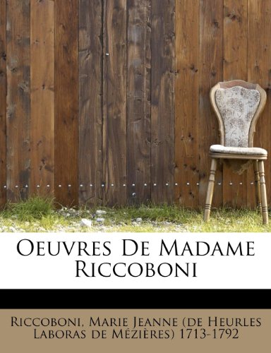 9781113851895: Oeuvres de Madame Riccoboni