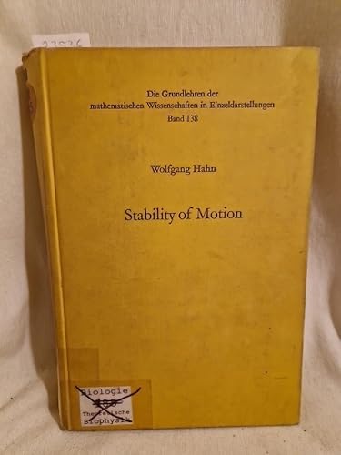 Stability of Motion (9781114292932) by Hahn, Wolfgang