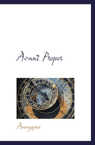 Beispielbild fr Avant Propos (French Edition) zum Verkauf von Revaluation Books