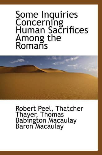 Stock image for Some Inquiries Concerning Human Sacrifices Among the Romans for sale by Revaluation Books