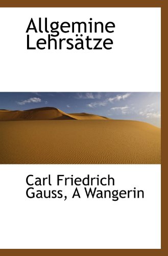 Imagen de archivo de Allgemine Lehrstze (German and German Edition) a la venta por Revaluation Books