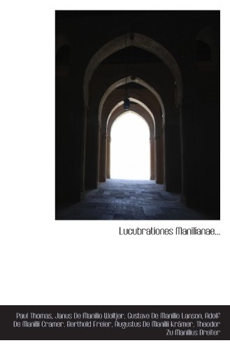 Stock image for Lucubrationes Manilianae. (Latin Edition) for sale by Revaluation Books