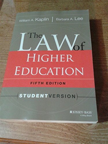 Beispielbild fr The Law of Higher Education, 5th Edition: Student Version zum Verkauf von Indiana Book Company