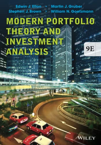 Imagen de archivo de Modern Portfolio Theory and Investment Analysis a la venta por Blue Vase Books