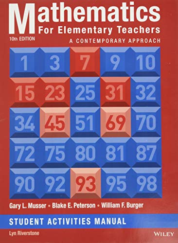 9781118679043: Mathematics for Elementary Teachers: A Contemporary Approach 10e Student Activity Manual