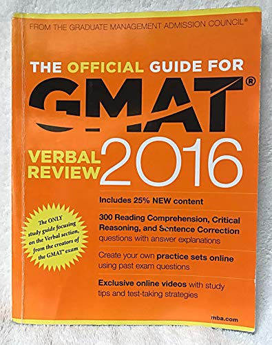 Beispielbild fr The Official Guide for GMAT Verbal Review 2016 with Online Question Bank and Exclusive Video zum Verkauf von Better World Books: West
