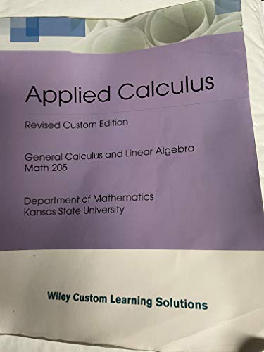 Imagen de archivo de Applied Calculus (K-State Custom Edition) a la venta por HPB-Red