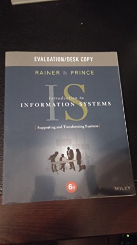 Imagen de archivo de Introduction to Information Systems: Supporting and Transforming Business a la venta por Revaluation Books