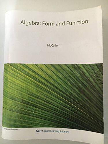 Beispielbild fr Algebra: Form and Function zum Verkauf von HPB-Red