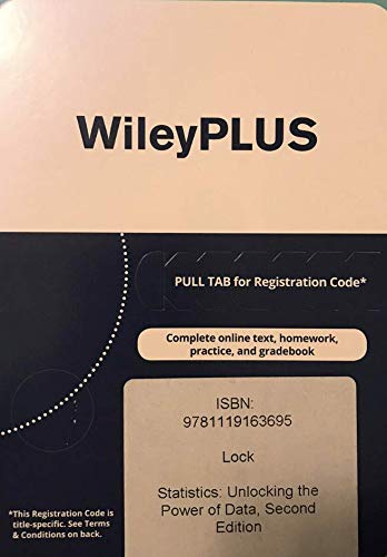 Immagine dell'editore per Statistics: Unlocking the Power of Data, 2e WileyPLUS Registration Card venduto da Textbooks_Source