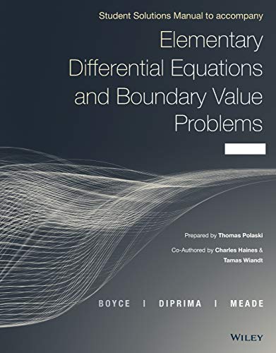 Beispielbild fr Elementary Differential Equations and Boundary Value Problems, Student Solutions Manual zum Verkauf von BooksRun