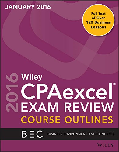 Stock image for Wiley CPAexcel Exam Review January 2016 Course Outlines : Business Environment and Concepts for sale by Better World Books