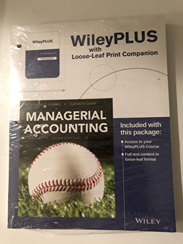 Imagen de archivo de Managerial Accounting, Loose-leaf Print Companion with WileyPLUS Card Set a la venta por Campus Bookstore