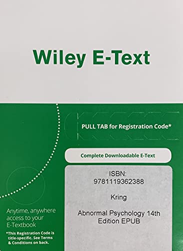 Beispielbild fr Abnormal Psychology 14th Edition Wiley e-Text Access Card zum Verkauf von BooksRun