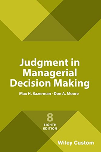 Beispielbild fr Judgment in Managerial Decision Making zum Verkauf von Blackwell's