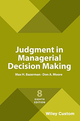 Imagen de archivo de Judgment in Managerial Decision Making a la venta por thebookforest.com