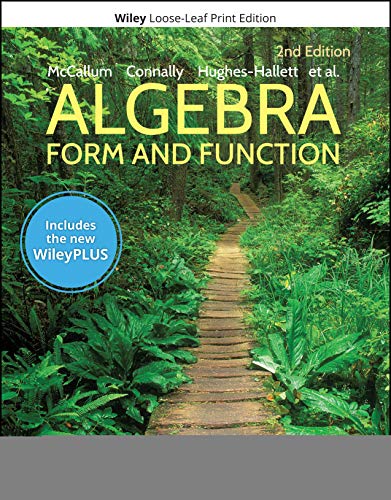 9781119499879: Algebra, WileyPLUS NextGen Card with Loose-leaf Set Multi-Semester: Form and Function