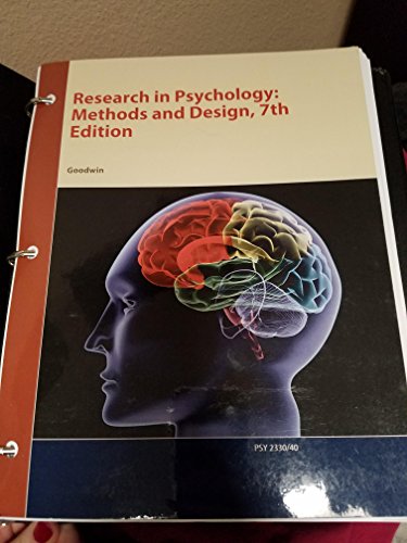 Stock image for Research in Psychology Methods and Design for sale by Better World Books