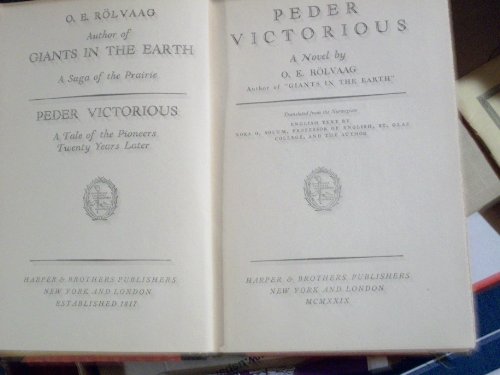 Peder Victorious by Rolvaag, O. E (9781122151931) by O.E. RÃ¸lvaag