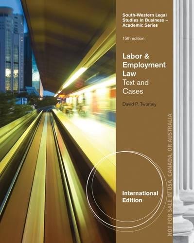 Stock image for Labor and Employment Law: Text and Cases. David Twomey for sale by ThriftBooks-Atlanta