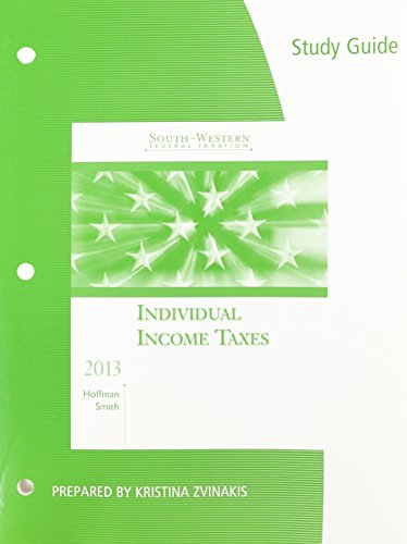 Imagen de archivo de Study Guide for Hoffman/Smiths South-Western Federal Taxation 2013: Individual Income Taxes, 36th a la venta por HPB-Red