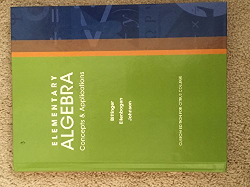 Stock image for Prealgebra 4/e Custom Edition for Citrus College [Textbook Binding] [Jan 01, 2011] Alan S. Tussy | R. David Gustafson | Diane Koenig for sale by Kell's Books