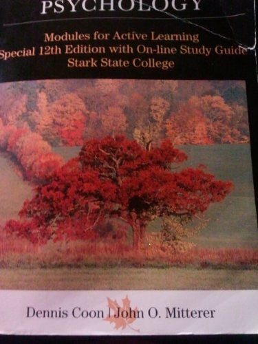 Beispielbild fr Psychology "Stark State" 12th Edition (Psychology: Special 11th Edition for State College) zum Verkauf von Better World Books