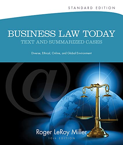 Stock image for Business Law Today, Standard: Text and Summarized Cases (Miller Business Law Today Family) for sale by Irish Booksellers