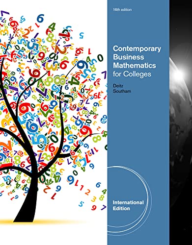 Imagen de archivo de CONTEMPORARY BUSINESS MATHEMATICS FOR COLLEGES, INTERNATIONAL EDITION, 16TH EDITION a la venta por Goldbridge Trading