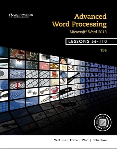 9781133588962: Advanced Word Processing, Lessons 56-110: Microsoft Word