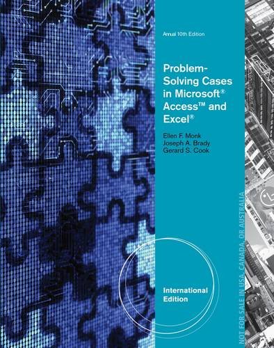 Beispielbild fr Problem Solving Cases in Microsoft Access and Excel zum Verkauf von Better World Books