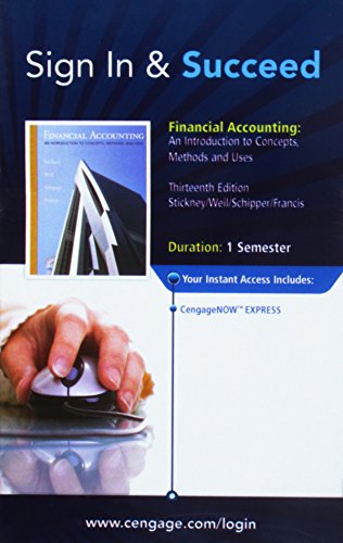 CengageNOW on Blackboard with eBook Instant Access Code for Weil/Schipper/Francis' Financial Accounting: An Introduction to Concepts, Methods and Uses (9781133947417) by Schipper, Katherine; Stickney, Clyde P.; Weil, Roman L.