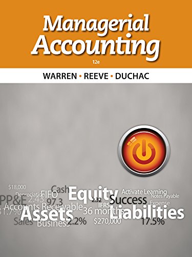 Beispielbild fr Managerial Accounting zum Verkauf von Better World Books