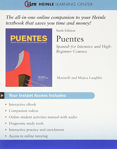 Imagen de archivo de iLrn Puentes Heinle Learning Center 1 term (6 months) Printed Access Card a la venta por One Planet Books