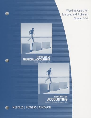 Imagen de archivo de Working Papers, Chapters 1-16 for Needles/Powers/Crosson's Principles of Accounting and Principles of Financial Accounting, 12th a la venta por Books From California