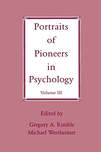 Imagen de archivo de Portraits of Pioneers in Psychology: Vol 3 a la venta por Revaluation Books