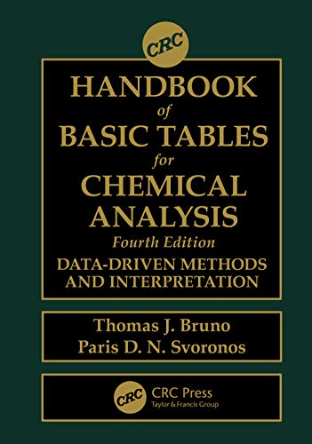 Imagen de archivo de CRC Handbook of Basic Tables for Chemical Analysis: Data-Driven Methods and Interpretation a la venta por Books Puddle