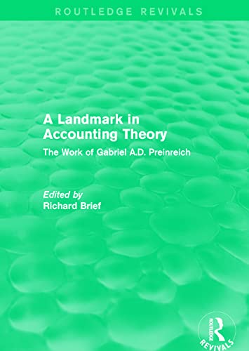 Beispielbild fr Routledge Revivals: A Landmark in Accounting Theory (1996) zum Verkauf von Blackwell's