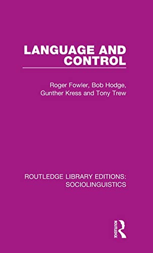 Stock image for Language and Control (Routledge Library Editions: Sociolinguistics) for sale by GF Books, Inc.