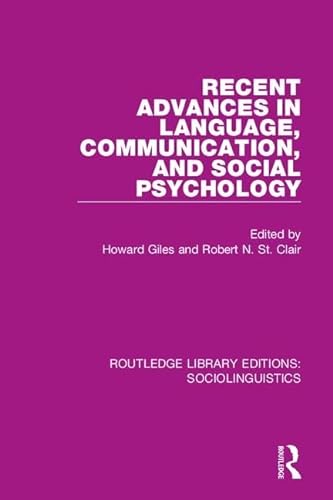Beispielbild fr Recent Advances in Language, Communication, and Social Psychology zum Verkauf von Blackwell's