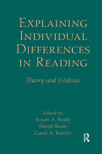 Beispielbild fr Explaining Individual Differences in Reading: Theory and Evidence zum Verkauf von Blackwell's