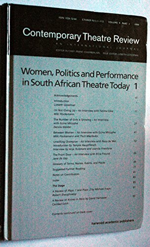 Stock image for Contemporary Theatre Review: Women, Politics and Performance in South African Theatre Today for sale by Chiron Media