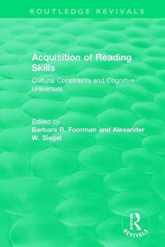 Beispielbild fr Acquisition of Reading Skills (1986): Cultural Constraints and Cognitive Universals zum Verkauf von Blackwell's