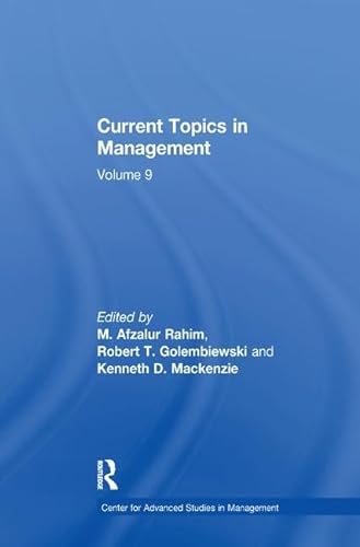 Stock image for Current Topics in Management for sale by Blackwell's