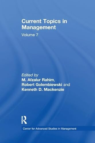 Stock image for Current Topics in Management for sale by Blackwell's