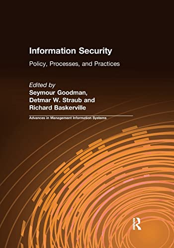 Imagen de archivo de Information Security: Policy, Processes, and Practices a la venta por Blackwell's