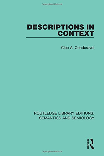 Imagen de archivo de Descriptions in Context (Routledge Library Editions: Semantics and Semiology) a la venta por Chiron Media