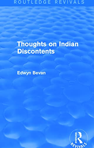 Imagen de archivo de Thoughts on Indian Discontents (Routledge Revivals) a la venta por Blackwell's